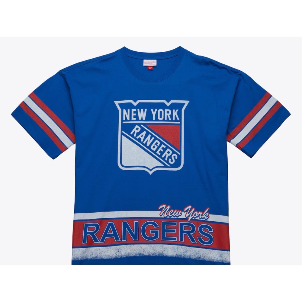 Men's Medium Mitchell & Ness Blue New York Rangers NHL‎ OVERSIZED T-Shirt NWT